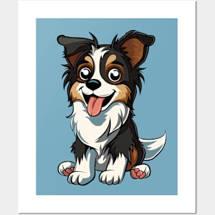 Cute Doggy on Blue Background Posters and Art